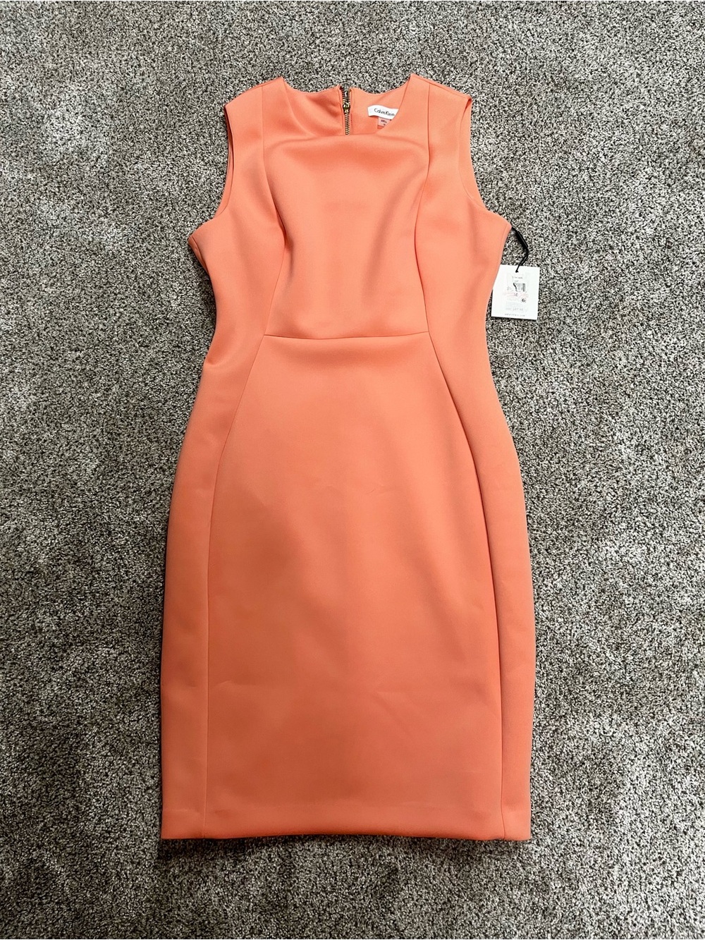 Calvin Klein Coral Sleeveless Midi Sheath Dress